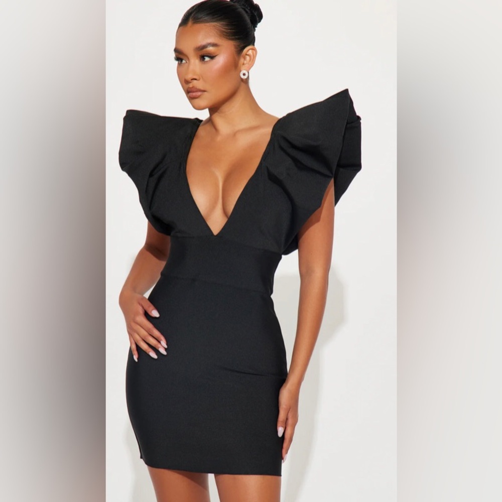 Black Bandeau Mini Dress